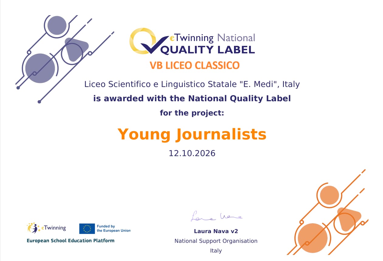 QUALITY LABEL -  YOUNG JOURNALIST - V B Liceo Classico